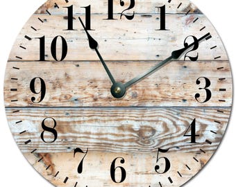 WOOD LIGHT BROWN Clock Personalized Large Wall Clock - Silent Non-Ticking Modern Decor, 12-inch or 15-inch, Custom Text Option - 2029-16