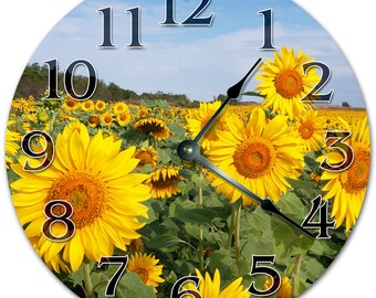 Sunflower Farm Clock: 10.5" Silent Living Room Decor