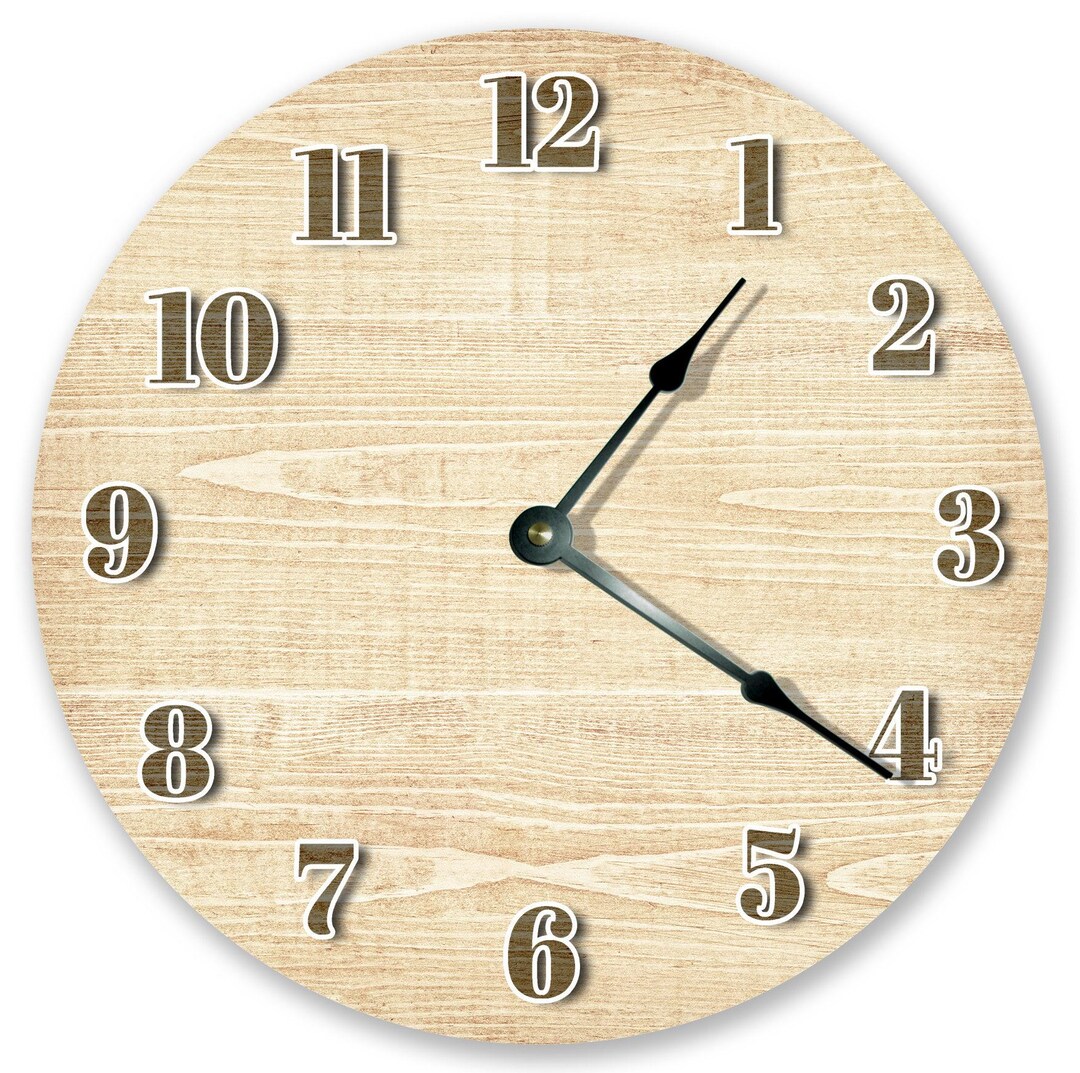 Tan Wood Grain Wall Clock: 10.5