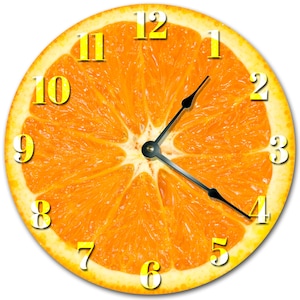 ORANGE FRUIT KITCHEN Clock Large 10.5 inch Clock Novelty Clocks Wall Clocks Round Clock,  food clock, kitchen clock - 2019