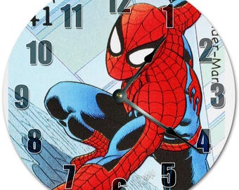 Reloj infantil de Spiderman: decoración de pared de dibujos animados de 26 cm