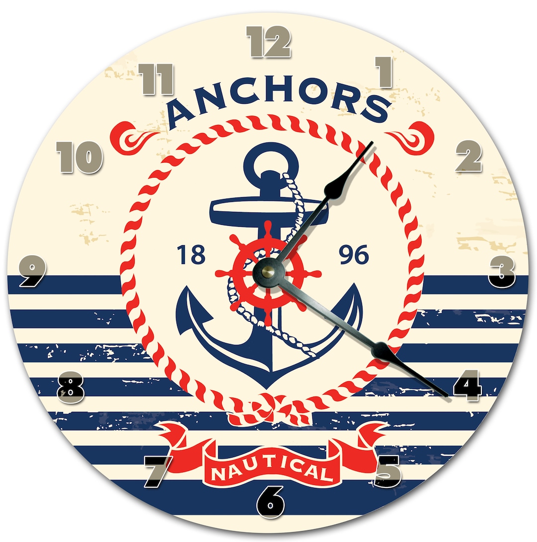 10.5 ANCHORS NAUTICAL Clock Living Room Clock Large Etsy