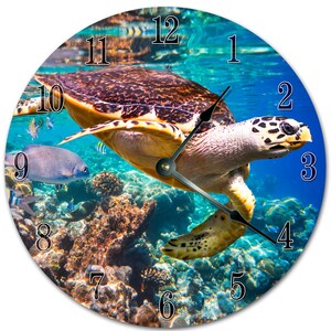 Sea Turtle Clock: 10.5" Living Room Wall Decor