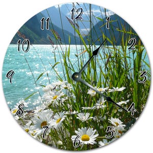 Daisy Lakeside Scene Clock: 10.5" Silent Wall Decor