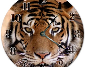 Tiger Face Wall Clock: 10.5" Living Room Decor