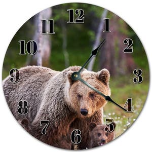 10.5&quot; GRIZZLY BEARS Clock - Living Room Clock - Large 10.5&quot; Wall Clock - Home Décor Clock - 4237
