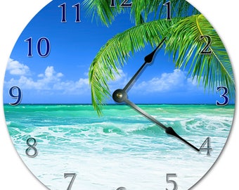Reloj de playa: reloj silencioso de 26 cm con decoración costera