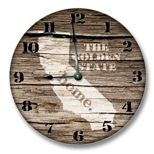 CALIFORNIA State HOMELAND CLOCK - The Golden State - Large 10.5&quot; Wall Clock - Printed Wood Image - CA_FT
