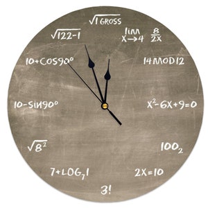12&quot; 15&quot; Brown Math Clock Silent Custom Non-ticking mdf Wall Clock Home Decor