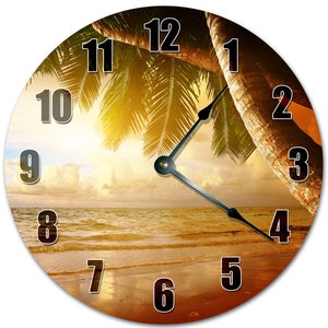 10.5&quot; Lovely Sunset Beach Clock - Living Room Clock - Large 10.5&quot; Wall Clock - Home Décor Clock - 5057