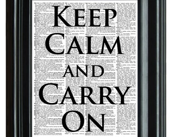 Keep Calm Carry On Vintage Print, VINTAGE DICTIONARY PRINT, dictionary page, Upcycled dictionary art print, 8.25x11.25 num. 30