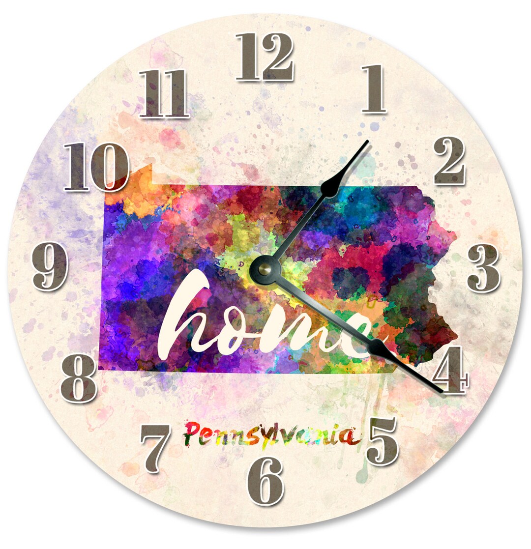 PENNSYLVANIA Home State Clock Large 10.5 Inch Clock Novelty Clocks Wall