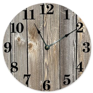 12" 15" mdf Grain Gray Rustic Home Decor Cabin Farmhouse Clocks Silent Hanging mdf Wall Clock Custom Non-ticking Personalized Gifts