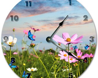 Butterfly Garden Clock: 10.5" Silent Wall Decor