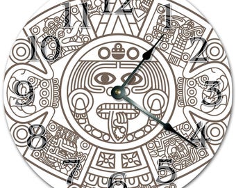 Aztec Art Clock: 10.5" Living Room Wall Decor