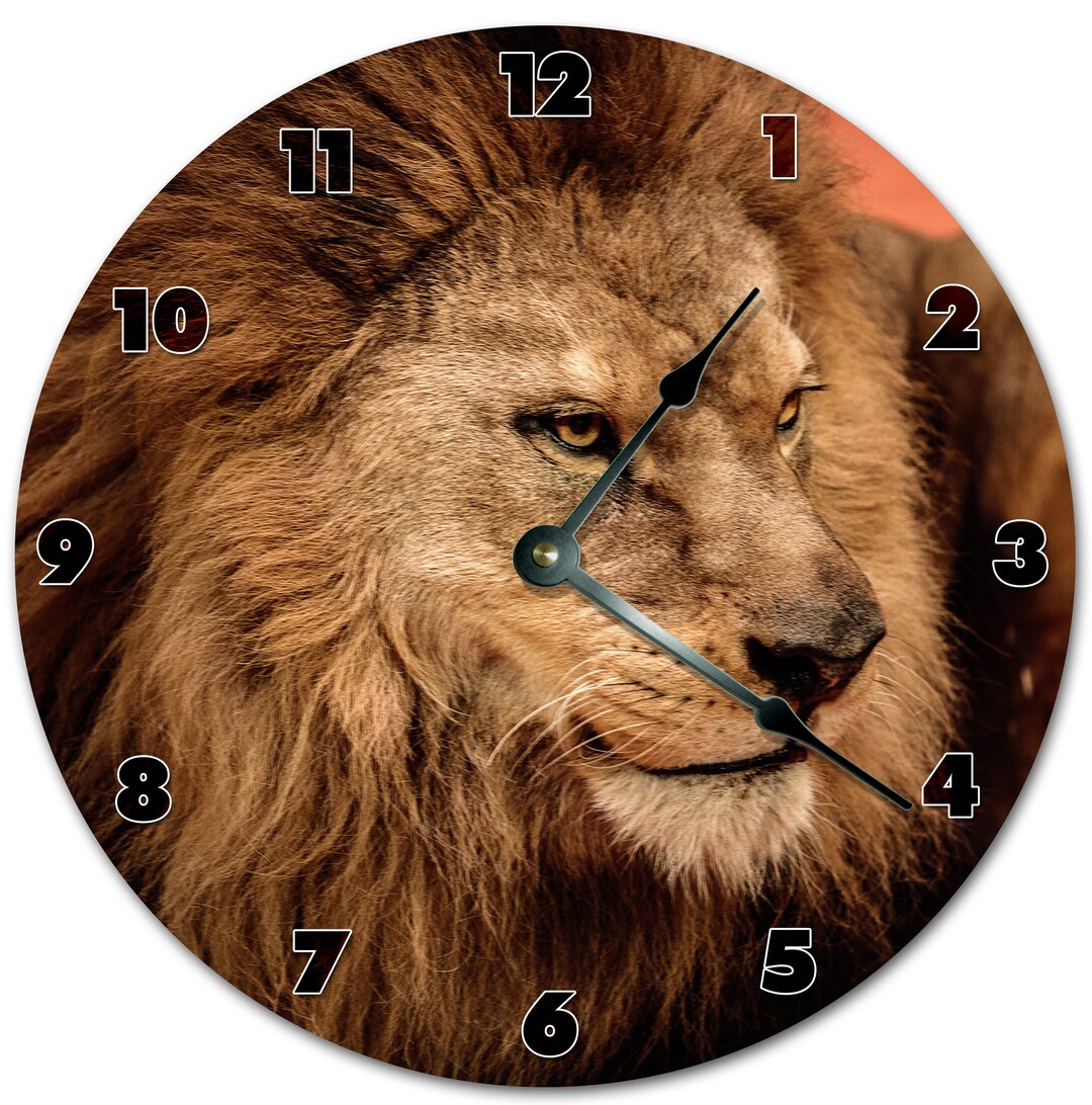 10.5 LION FACE Clock Living Room Clock Large Etsy