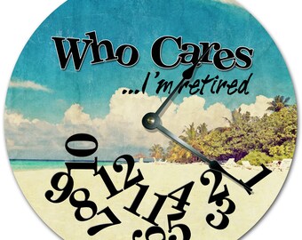Retired Beach Scene Clock: 10.5" MDF Wood Wall Decor