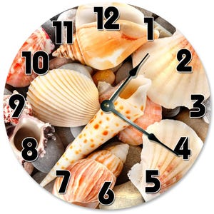 SEA SHELLS MIXTURE Clock - Large 10.5" Wall Clock - 2079