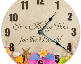 Beach Sandals Clock: 10.5" Coastal Wall Decor