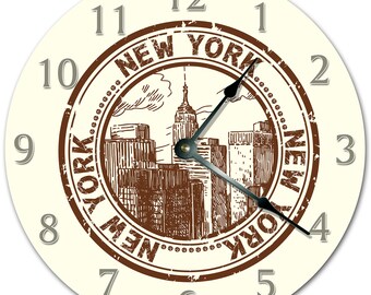 New York Skyline Clock: 10.5" Silent Wall Decor