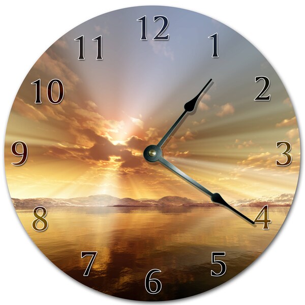 10.5" CLOUDY SEA with SUNRAYS Clock - Living Room Clock - Large 10.5" Wall Clock - Home Décor Clock - 5394