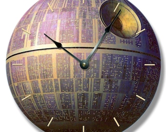 Reloj de pared con diseño de la Estrella de la Muerte - Reloj de Star Wars - Reloj de pared grande de 26 cm - Reloj de pared redondo - Reloj de pared único