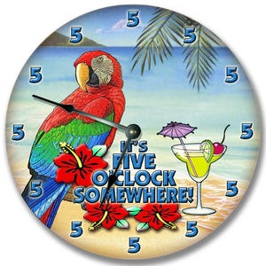 Parrot Martini Clock: 5 O'Clock Somewhere Beach House Decor