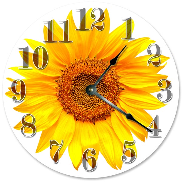 YELLOW SUNFLOWER Clock - Large 10.5" Wall Clock - 2110.5