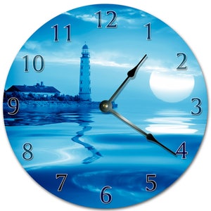 10.5&quot; FULL MOON Clock - BLUE Clock - Living Room Clock - Large 10.5&quot; Wall Clock - Home Décor Clock - 5898