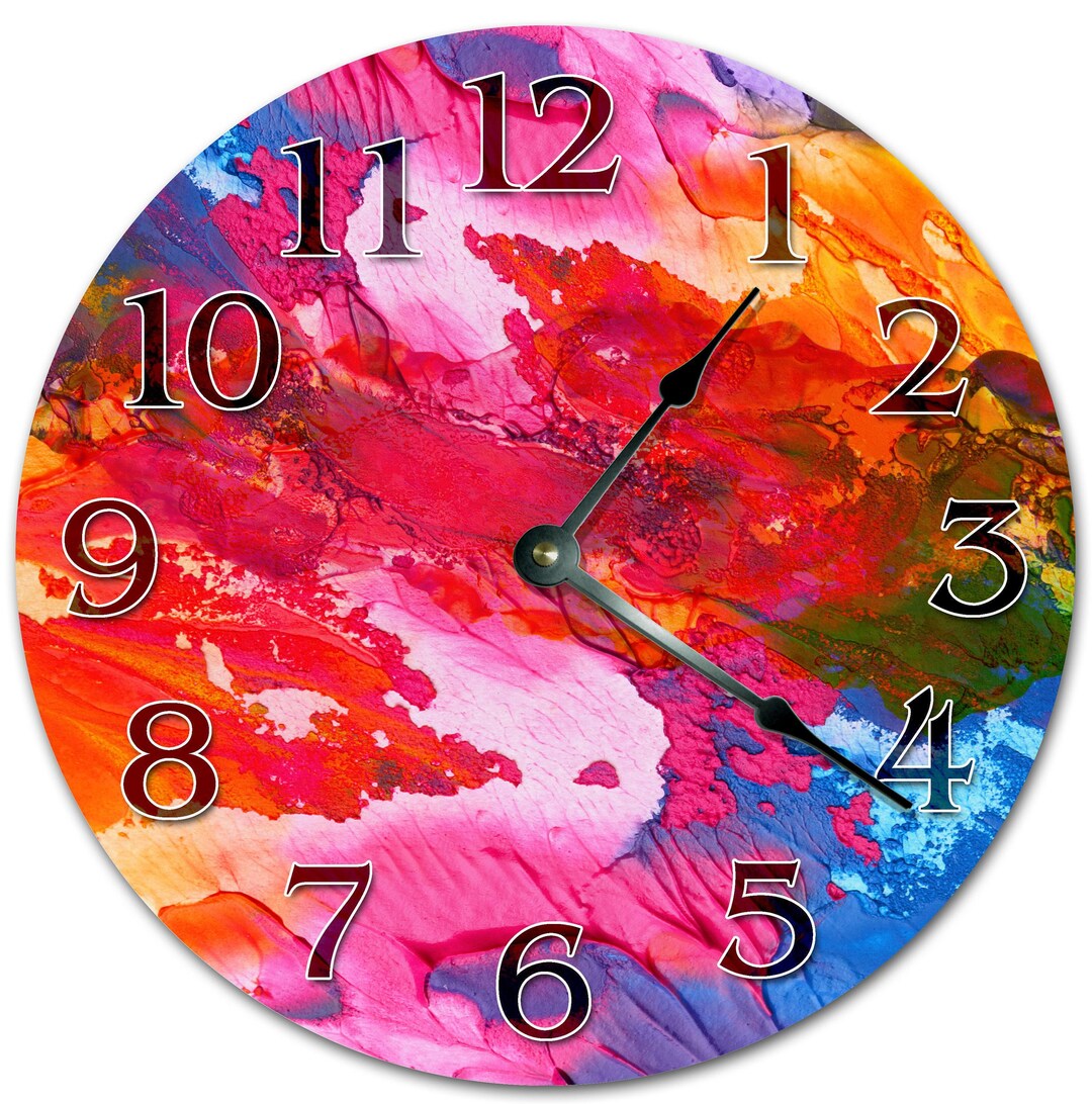 Abstract Dye Art Clock: 10.5" Colorful Silent Wall Decor - Etsy