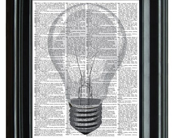 Light Bulb Vintage Dictionary Art Print (8.25x11.25)