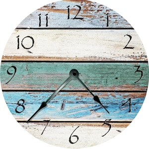 15.5" Beachy Shabby Chic Wall Clock: Teal Aqua Decor