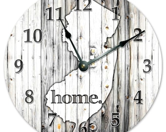 NEW JERSEY STATE Home Clock - Huge 15 inch Clock - Black and White State Map Clock - Printed Wood Image - 2239-16