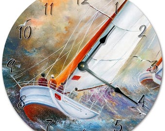 Reloj de mar tormentoso: decoración costera de 26 cm para sala de estar