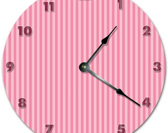 10.5" LINES Clock - PINK Clock - Living Room Clock - Large 10.5" Wall Clock - Home Décor Clock - 5701