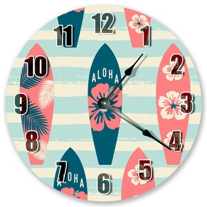 10.5&quot; SURFBOARDS CLOCK - Large 10.5&quot; Wall Clock - Beach Decor - Round Clock - Beach Clock - Housewarming Gift - Home Decor - 310.51