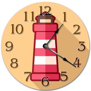 Cartoon Lighthouse Clock: 10.5" Silent Wall Decor