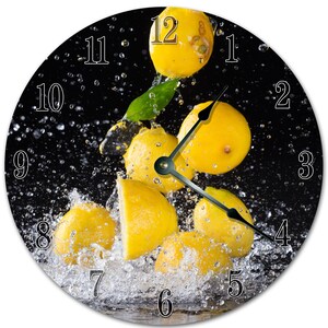 Lemon Kitchen Clock: 10.5" MDF Wood Silent Wall Decor
