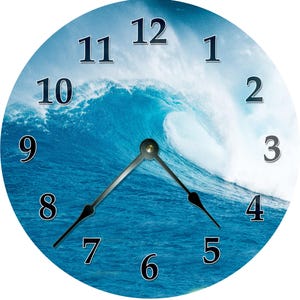 15.5" OCEAN SURF WAVE Clock - Ocean Wave Clock - Surfing Waves - Extra Large 15" Wall Clock - Ocean Spray Waves - 3020-16