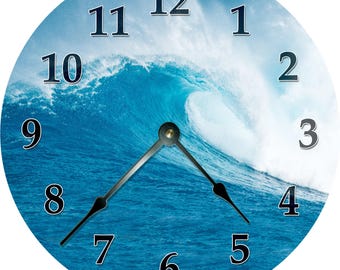 15.5" OCEAN SURF WAVE Clock - Ocean Wave Clock - Surfing Waves - Extra Large 15" Wall Clock - Ocean Spray Waves - 3020-16