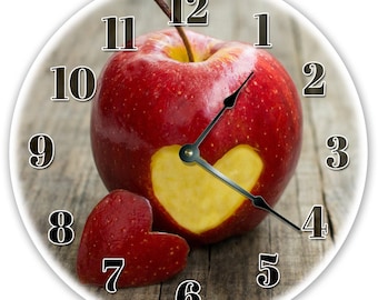 Apple Heart Teacher Clock: 12" MDF Silent Wall Decor