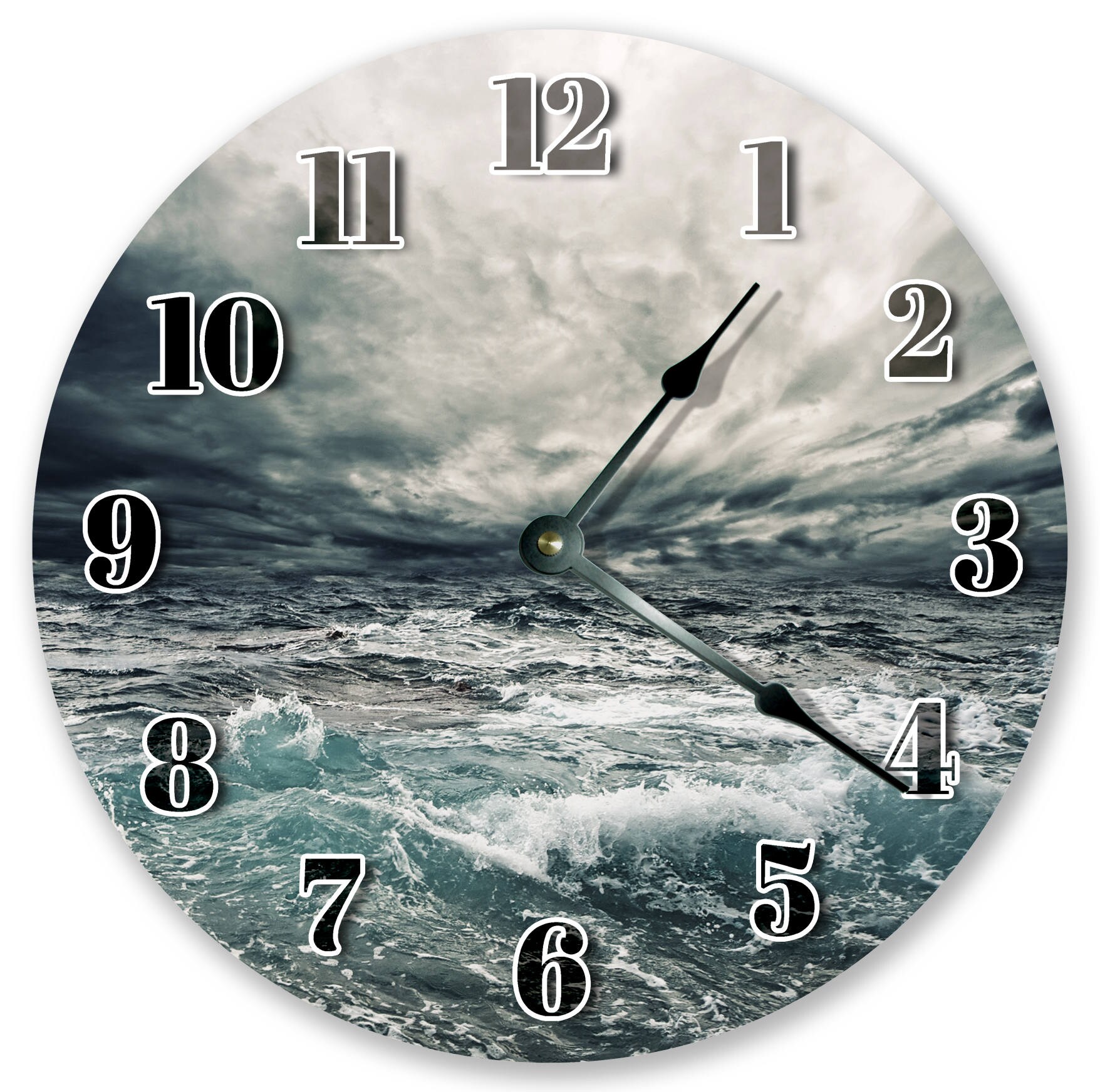 10.5 ROUGH STORM on SEA Clock Round Wall Clock Cabin Etsy UK