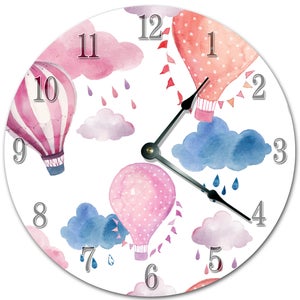 10.5 « Adorable HOT AIR BALLOON Clock - Horloge de salon - Grande horloge murale de 10.5 " - Horloge home décor - 5764