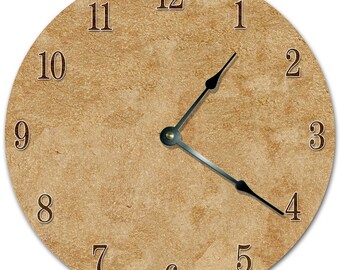 Textured Light Brown Clock: 10.5" Silent Wall Decor