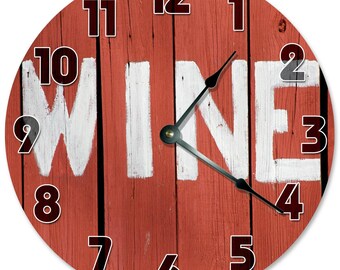 WINE BARN DOORS Clock - Large 10.5" Wall Clock - 2115