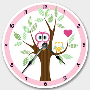 MOD OWL Personalized Wall Clock - Birthday Gift - Nursery Clock - Large 10.5&quot; Wall Clock - Round Wall Clock - Kids Room - Wall Decor