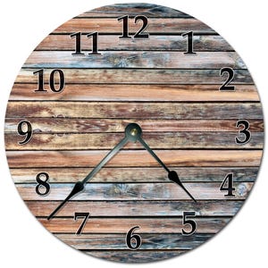15.5” Barnwood decal Wall Clock: Silent, Non-Ticking, Custom Sizes
