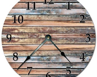 15.5” Barnwood decal Wall Clock: Silent, Non-Ticking, Custom Sizes