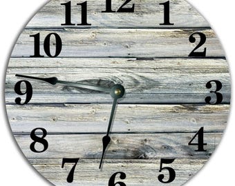 Silent 15" Extra Large Wall Clock, Old Barn Wood Country Farmhouse Clocks, Beach Sand Tan Tropical Living Room Decor - 7018-16