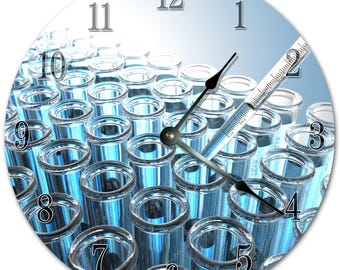 Reloj de tubo de ensayo: decoración de pared de laboratorio de 26 cm